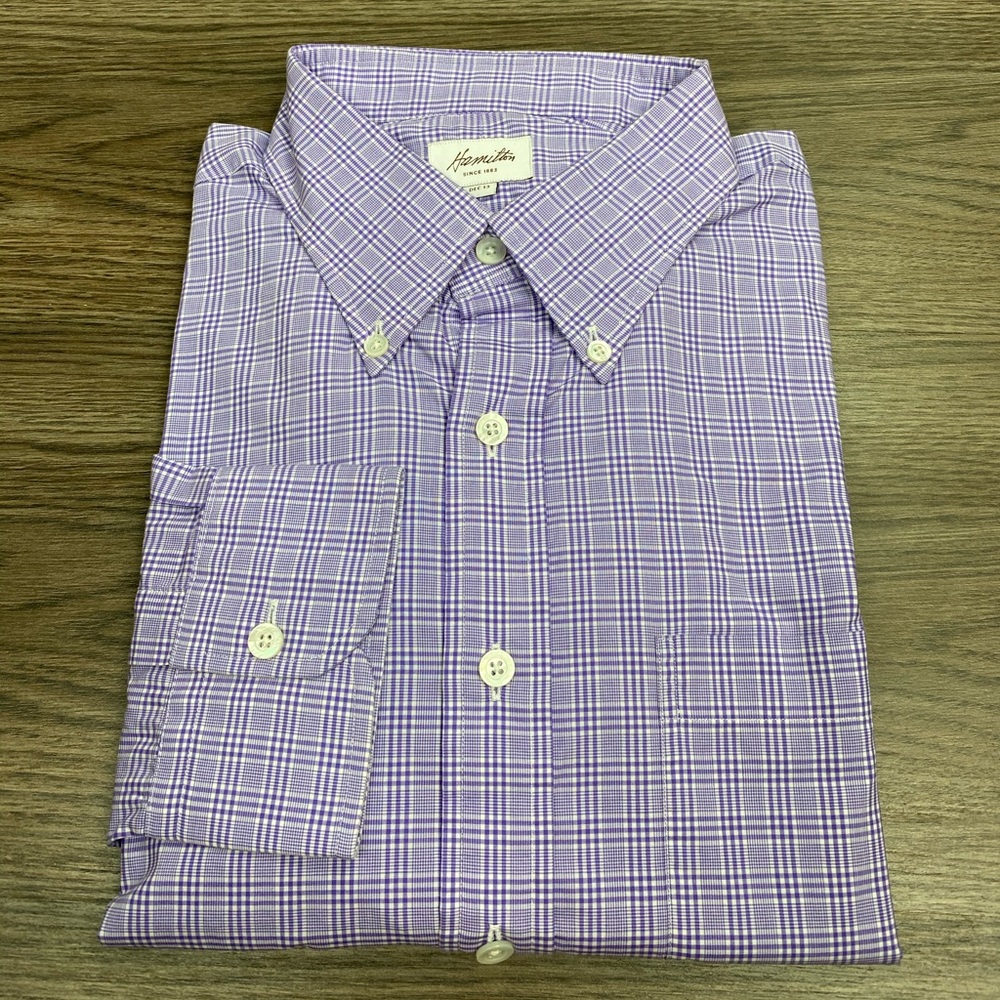 Hamilton Purple & White Plaid Shirt 16.5-35